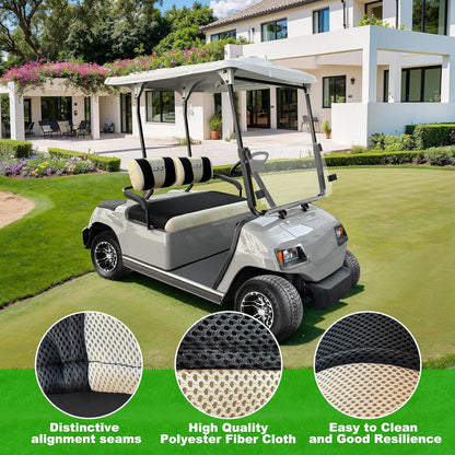 Golf Cart Seat Covers for Yamaha G2 G9 G16 G19 G22 & Club Car DS Pre-2000, E-Z-GO Marathon, Washable Breathable Air Polyester Mesh Cloth, Cool in Summer and Warm in Winter