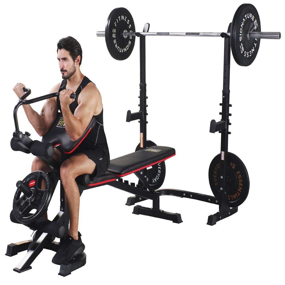 LX600 Adjustable Olympic Workout Bench with Squat Rack - Rack Crew