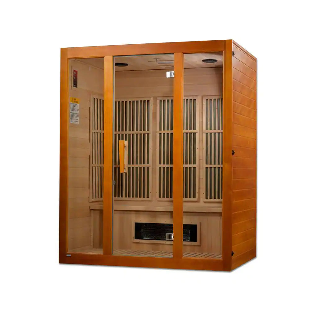 Alpine Lifesauna 3-Person Infrared Sauna with 7 Dual Tech Infrared Heaters and Chromotherapy - Rack Crew