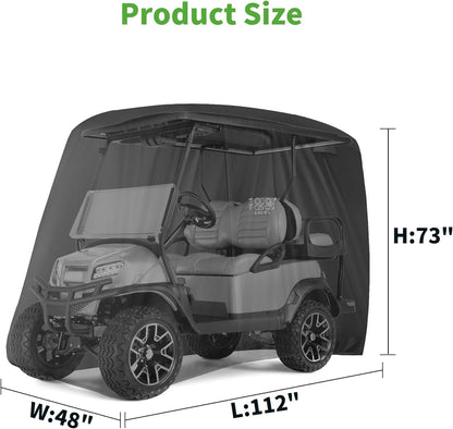 Golf Cart Cover 4 Passenger for Yamaha EZGO Club Car, 420D Waterproof Sunproof Dustproof Enclosure Cover, Black