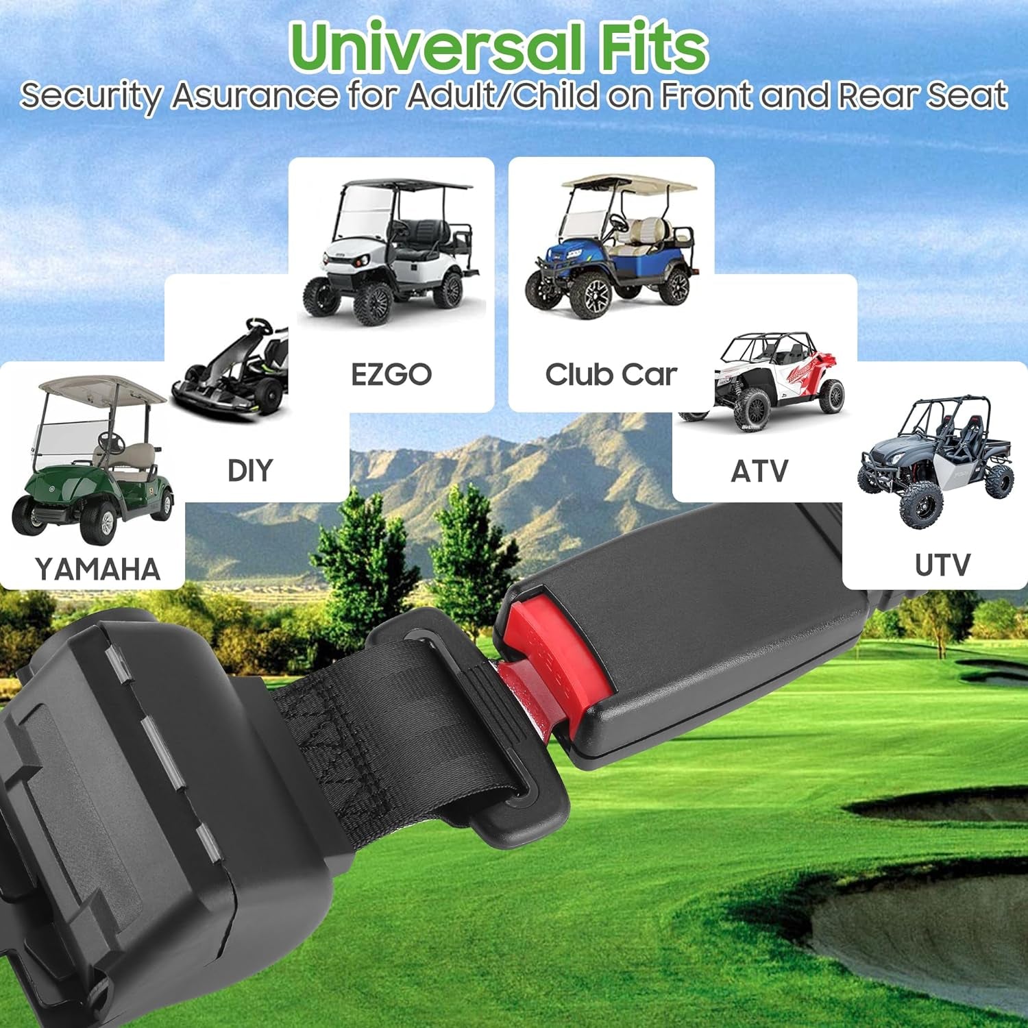 Retractable Golf Cart Seat Belts(47.64"), Universal Seat Belts for Yamaha EZGO, Club Car, Go Kart, UTV, 2 Pcs Retractable Seat Belts for Golf Cart Frond and Rear Seat