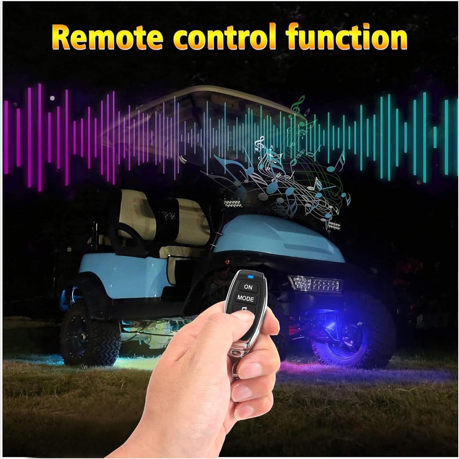 Golf Cart Underglow LED Light Strip Kit, 14 Modes Underbody Glow Neon Lighting with Wireless Remote Control, Sound Active, Water Resistant Flexible Tubes 126-Leds 86 Inch 2 Pack