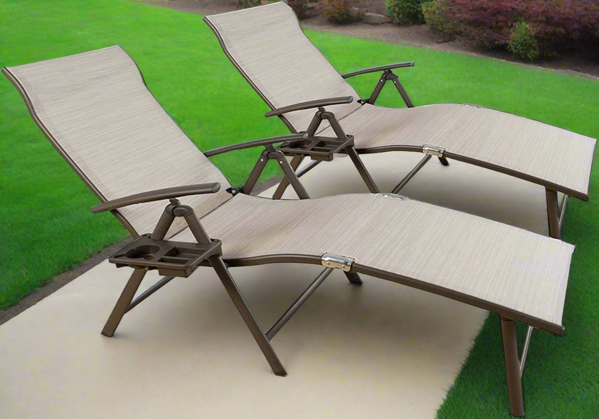 Cozy Aluminum Reclining Lounge Chair for Beach, Yard, Pool