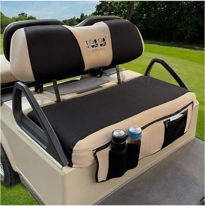 New Vision Golf Cart Seat Cover with Pocket Washable Mesh Bench Seat Cover Fits EZGO TXT RXV Club Car DS (Black + Beige)