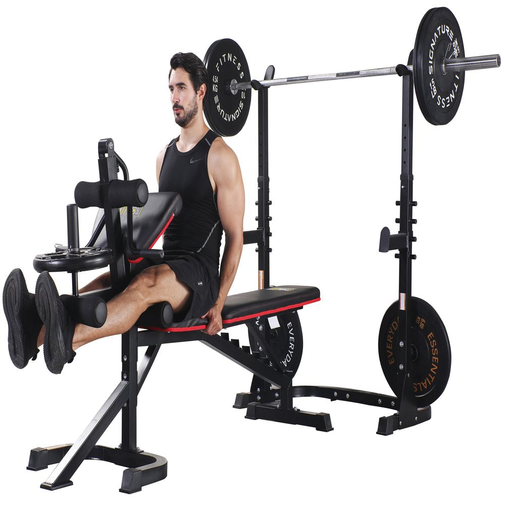 LX600 Adjustable Olympic Workout Bench with Squat Rack - Rack Crew
