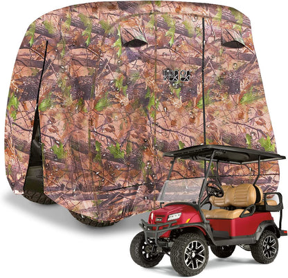 2/4 Passenger Golf Cart Cover Fits for EZGO, Club Car and Yamaha, 400D Waterproof Durable Polyester Golf Cart Cover with Three Zipper Doors Windproof Sunproof - Black/Army Green/Sliver