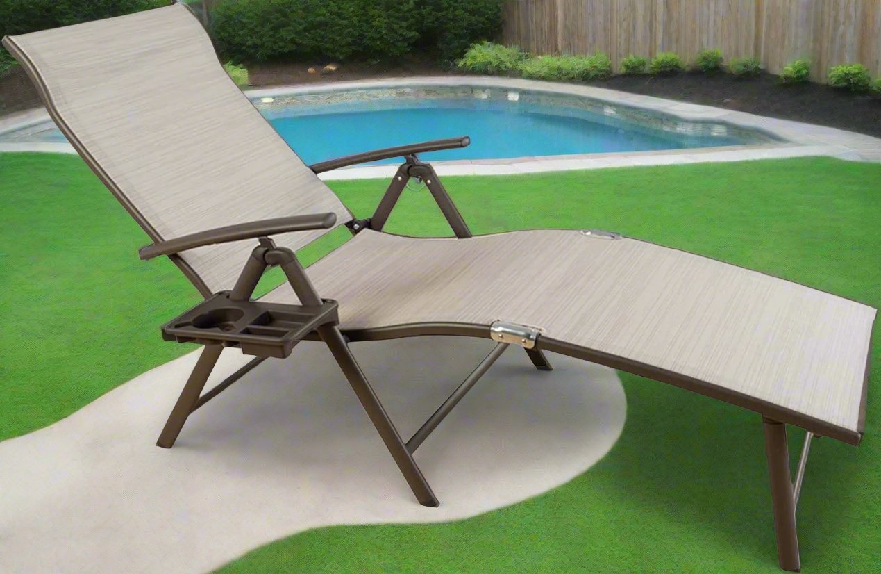 Cozy Aluminum Reclining Lounge Chair for Beach, Yard, Pool