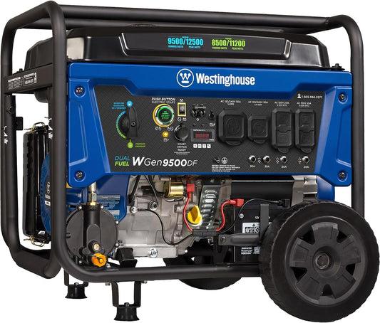 12500 Watt Dual Fuel Home Backup Portable Generator, Remote Electric Start, Transfer Switch Ready, Gas and Propane Powered