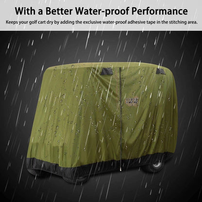 Golf Cart Cover for Yamaha EZGO Club Car, 420D Waterproof Sunproof Dustproof Enclosure Cover- Army Green