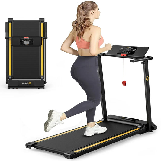 , 2.25HP Portable Mini Treadmills for Home Office, Compact Threadmill with 12 HIIT Modes, LCD Display, 265 Lbs Capacity