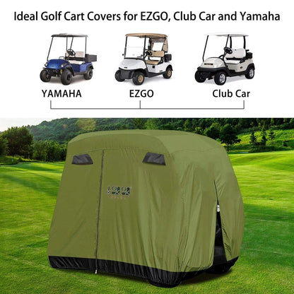 Golf Cart Cover for Yamaha EZGO Club Car, 420D Waterproof Sunproof Dustproof Enclosure Cover- Army Green