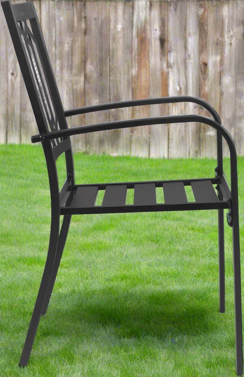 Villa Outdoor Patio Dining Chair (Wrought Iron/Cushion) for Garden Backyard Lawn