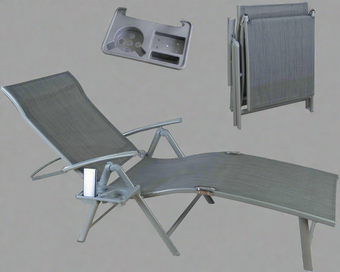 Cozy Aluminum Reclining Lounge Chair for Beach, Yard, Pool