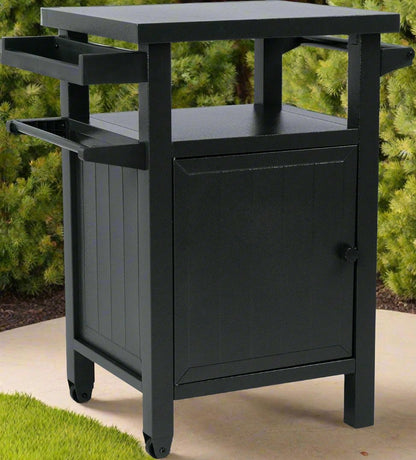 Grey BBQ Grill Storage Cart with Wheels 