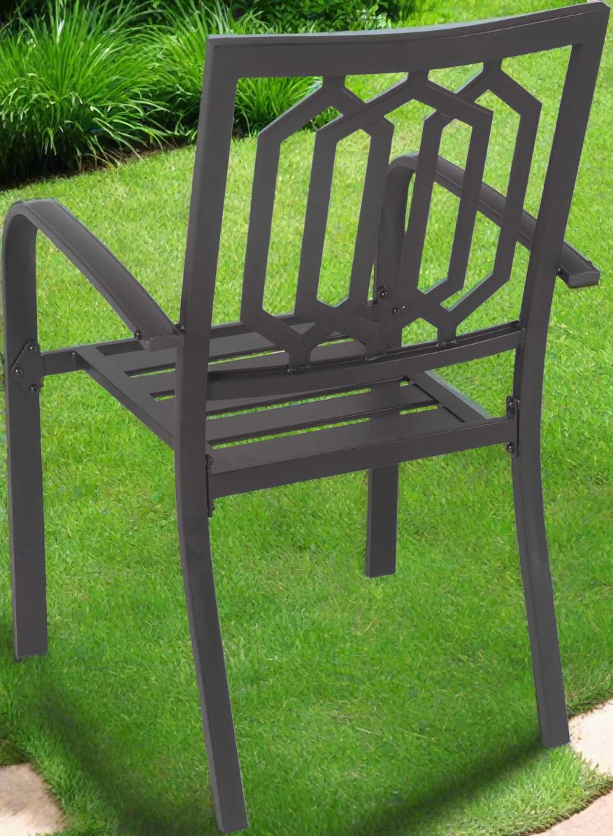 Villa Outdoor Patio Dining Chair (Wrought Iron/Cushion) for Garden Backyard Lawn