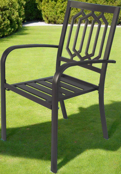 Villa Outdoor Patio Dining Chair (Wrought Iron/Cushion) for Garden Backyard Lawn