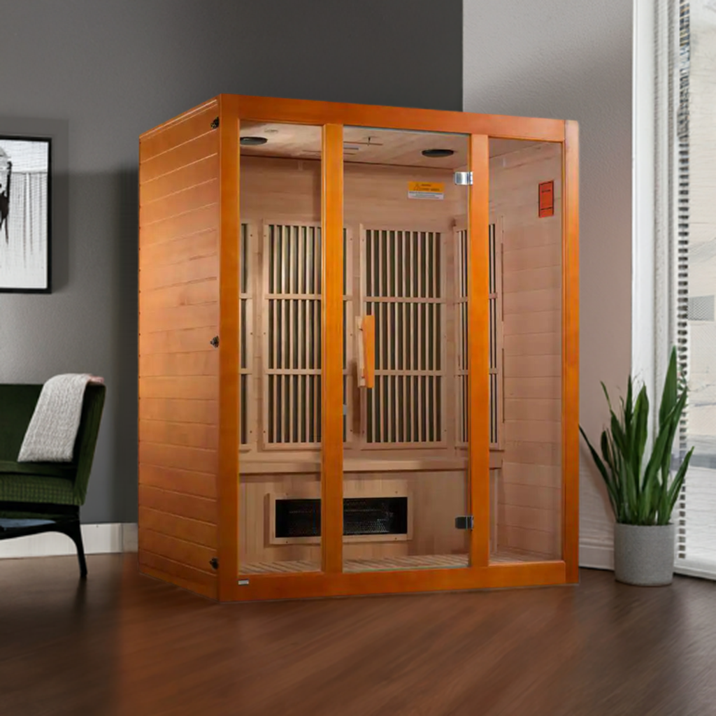 Alpine Lifesauna 3-Person Infrared Sauna with 7 Dual Tech Infrared Heaters and Chromotherapy - Rack Crew